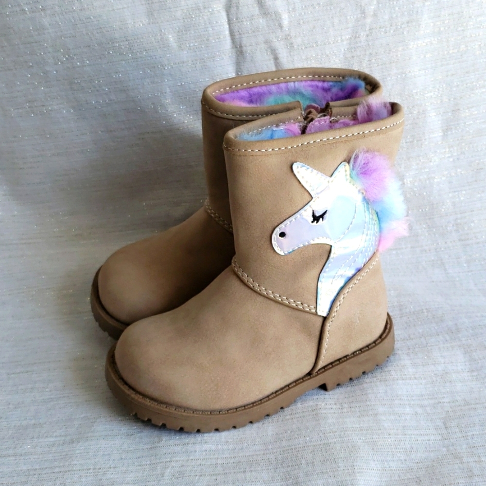 Rainbow unicorn winter boots 5 lined